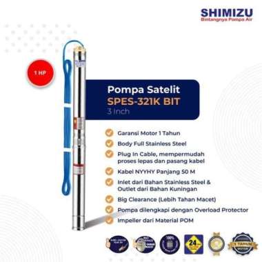 Pompa Celup Sumur SHIMIZU SPES-321K BIT Pompa Air Submersible 3 Inch 1 HP dengan Kabel 50 Meter Pom