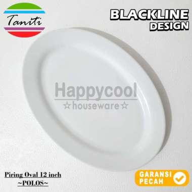 TANITI 1pcs Piring Keramik Oval 14in Polos / Lis Mas Piring Ceper Oval Piring Sajian 35cm 12in Polos