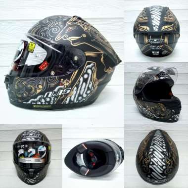 HELM NJS ZX-1R ZX1R FULL FACE FULLFACE MOTIF NEW TERBARU ARJUNA BLACK GLOSSY DOFF ORI SNI NJS FLAT V