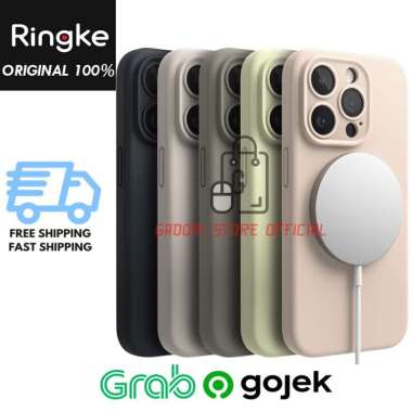 Case iPhone 15 Pro Max 15 Pro Ringke Silicone MagSafe Magnetic Liquid Soft Casing iPhone 15 Pro Grey