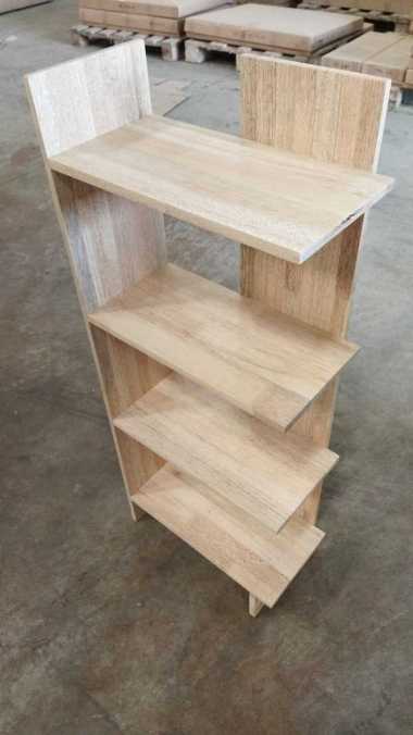 Rak Dinding Buku / Rak Sudut Baca / Rak Sudut Custom Coklat Tua