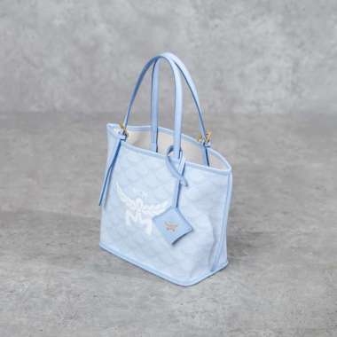 Tas MCM MONOGRAM BLUE SKY MINI TOTE BAG 100% ORIGINAL 21X12X21CM