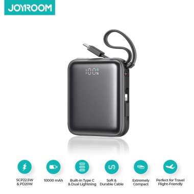 JOYROOM PBF27 Powerbank Mini Fast Charging 10000mAh Built-In Cable 22.5W Hitam