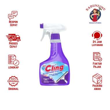 Cling Lavender Fresh Pembersih Kaca Spray Botol 440 ml