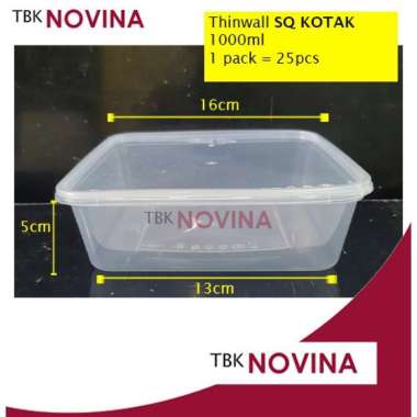 [25PCS] Thinwall SQUARE 1000ml food container box tempat makan plastik kotak nasi penyimpanan makana