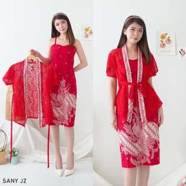 Evercloth Sany JZ Dress Batik Wanita Brukat Dress Wanita Kebaya Wanita L