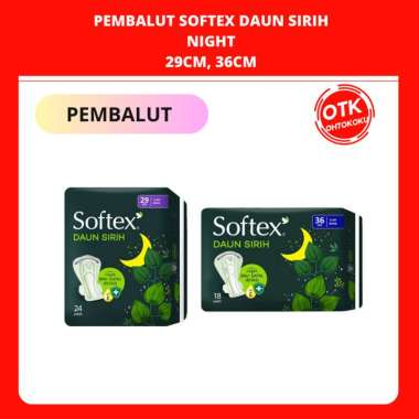 Softex Daun Sirih Pembalut Wanita Night 29cm 24 Pcs, 36cm 18 Pcs 36cm (18S)