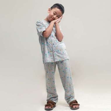 Rabbani - Setelan Baju Anak Lengan Pendek Bani Batuta Sinai Exclusive 3-4y 201 Grey