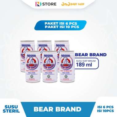 Susu Bear Brand / Susu Steril Isi 6 PCS & 10 PCS BEAR BRAND ISI 6PCS