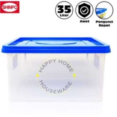 SHINPO Kotak Penyimpanan Container Plastik 35 Liter AQUILA / Container Box Tanpa Roda CB35 Biru