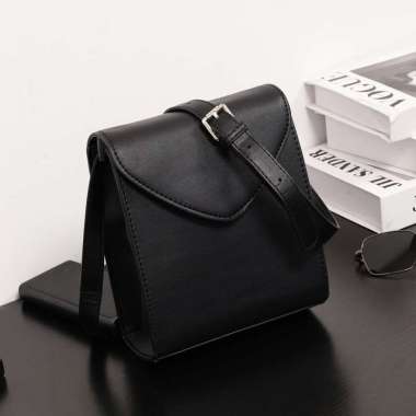 Tas Selempang Pria Kulit PU Tas Kulit Pria Kecil Tas Jalan Sling Bag TP-2756 Hitam