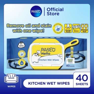 Paseo Hello Kitchen Wet Wipes Cleaning Tissue / Tisu Basah Dapur 40 sheet