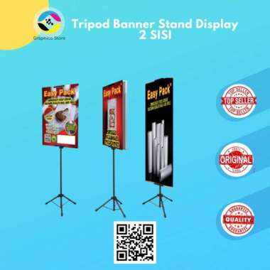Tripod Banner Stand Display 2 Sisi Besi Hitam