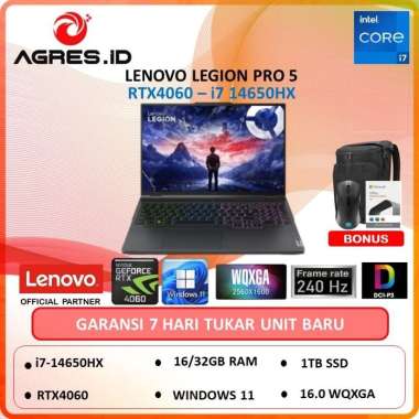 LENOVO LEGION PRO 5 16 I7 14650HX RTX4060 16GB 1TB W11+OHS 16" WQXGA NON BUNDLE WINDOWS 11 PRO