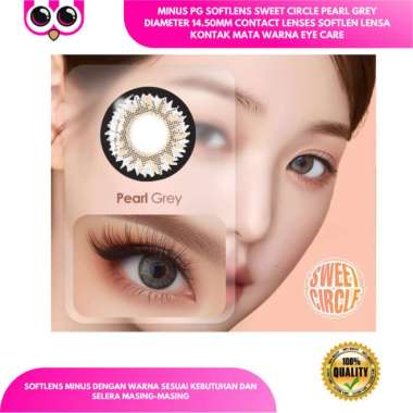 MINUS PG SOFTLENS SWEET CIRCLE PEARL GREY DIAMETER 14.50MM CONTACT LENSES SOFTLEN LENSA KONTAK MATA 