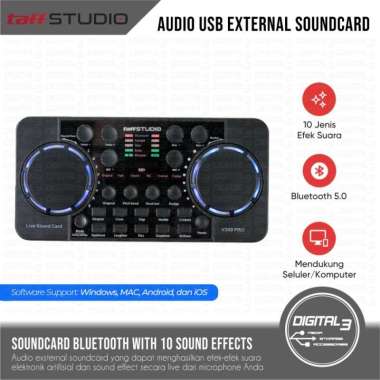 TaffSTUDIO Soundcard V300 PRO Audio Bluetooth USB External Live Streaming Amplifier Microphone Recor