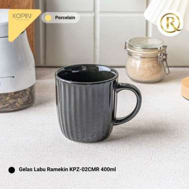 Gelas Labu Ramekin Kopin KPZ-02CMR 400ml Porcelain Keramik Hitam