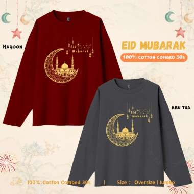 ELLIPSESINC Kaos Oversize Lengan Panjang Unisex Baju Eid Mubarak PANJANG JUMBO SAGE GREEN