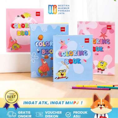 Deli Buku Mewarnai Anak PAUD TK SD 12 Lembar Tema Spongebob Warna Pink Pink