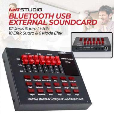 TaffSTUDIO Sound Card Bluetooth USB External Live Mic Headset V8 Plus Sound Soundcard Mixer Type C P