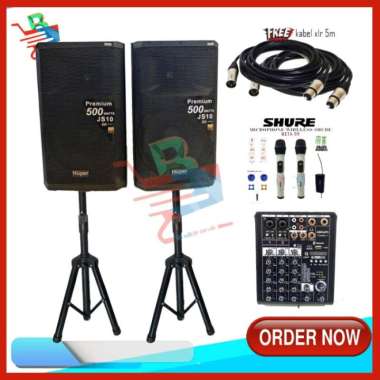 PAKET SOUND SYSTEM SPEAKER AKTIF HUPER JS 10 + MIXER ASHLEY - HUPER JS10 SAJA PAKET MIXER 4