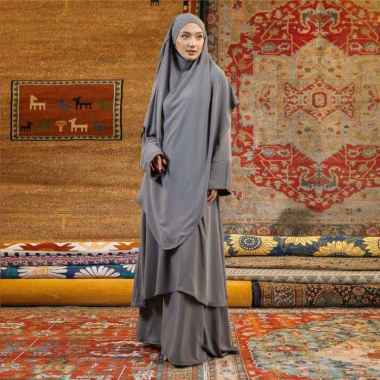 Lozy Hijab - Arumy Abaya Tunik Khimar Set (Tunic Set Rok Khimar Haji dan Umrah) Dark Grey