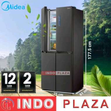 KULKAS MIDEA SIDE BY SIDE 4 Pintu INVERTER MDRF-550FGF28 BLACK / KULKAS SIDE BY SIDE 4 PINTU INVERTE