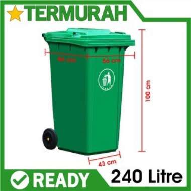 Tempat Tong Sampah Besar Roda Kapasitas 240Liter Fiber Bak Gerobak