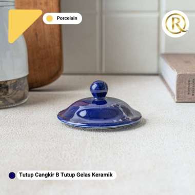 Tutup Cangkir B Tutup Gelas Keramik Porcelain Biru Navy