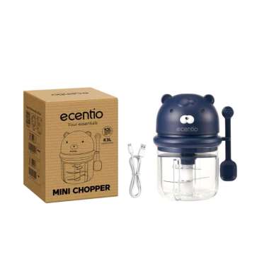 ecentio-400ml plastic garlic crusher with spoon Biru