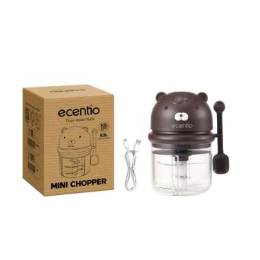 ecentio-400ml plastic garlic crusher with spoon Coklat