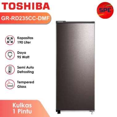 KULKAS 1 PINTU TOSHIBA KAPASITAS 190 LITER GR-RD235CC-DMF / GRRD235CCDMF GARANSI RESMI (MEDAN)