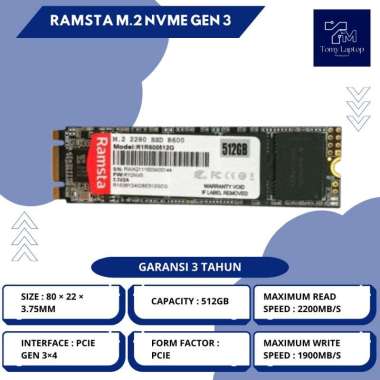 SSD RAMSTA M.2 NVME GEN 3 CAPACITY 512GB PCIE GEN 3×4
