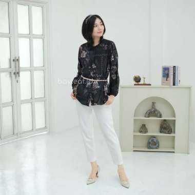 Bayleaf.id Marina Blouse Motif Bunga / Atasan Blouse Motif Wanita FIT TO XL LILAC