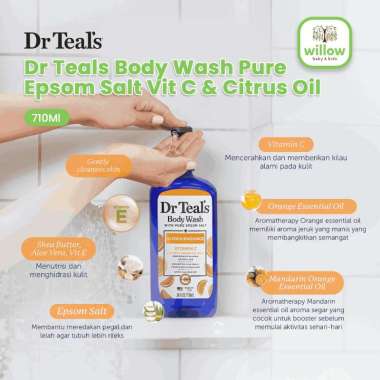 Sabun Mandi - Dr Teals Body Wash Pure Epsom Salt Vit C & Citrus Oil 710Ml