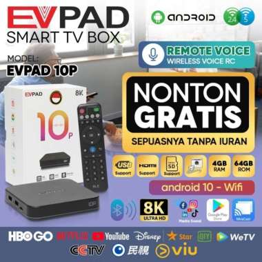 Stb android evpad 10p android tv box 8k android 12 wifi 6ghz ram 4gb rom 64gb remote voice bluetooth