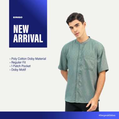 Erigo Shanghai Azzam Short Sleeve Green - Kemeja Koko Lengan Pendek Unisex M