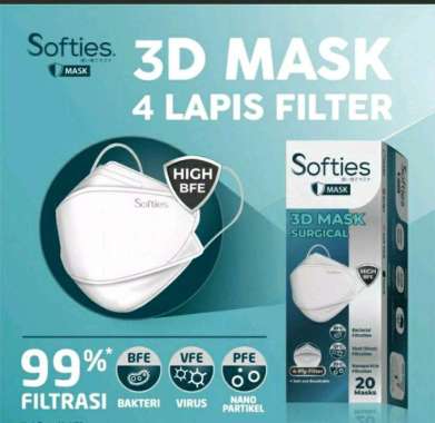 Masker Softies kf94 Box Putih isi 20 Original Segel Best Seller Masker 3D Earloop Mask 4pky Masker S