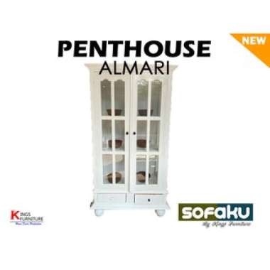 PENTHOUSE Almari - Kabinet Kaca 3 Tingkat Susun Pintu Putih - Showcase PENTHOUSE Almari