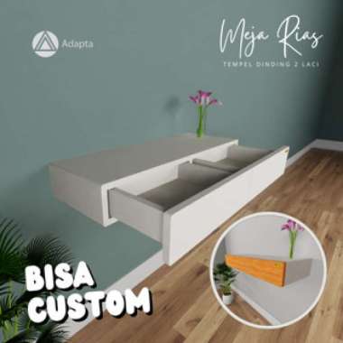 Adapta - Meja Rias Tempel Dinding 2 Laci - Drawer Gantung Dengan 2 Laci Dan Rel Double Track Tanpa P