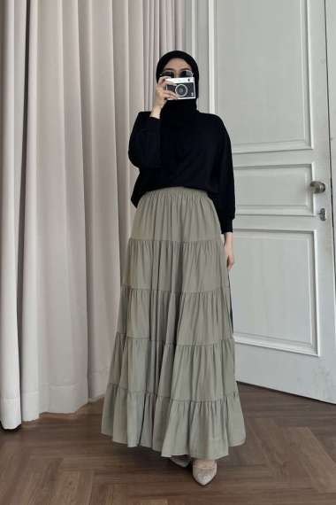 GONEGANI OFFICIAL - Rok Rempel Panjang Wanita Amara Skirt Natural