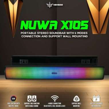 NYK Nemesis X105 X-105 Nuwa Portable WIreless Speaker Bluetooth 5.3 Gaming Soundbar LED Wall Mountab