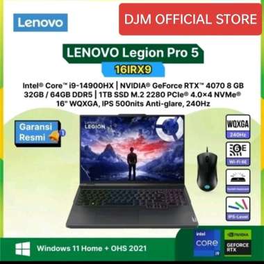 LENOVO LEGION PRO 5 I9 14900 32GB 1TB RTX 4070 16INCH GARANSI RESMI