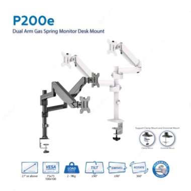 Bracket TV Monitor Gas Spring Oximus P200E Dual Monitor Oximus Dual Arm Gas Spring