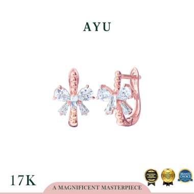 AYU Anting Emas - Sweet Ribbon Pepper Beads Earrings 17k Rose Gold