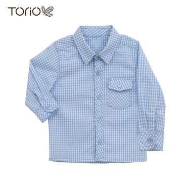 TORIO Long Sleeve Shirt Baby Blue Checkred - Kemeja Anak Lengan Panjang 3-6M
