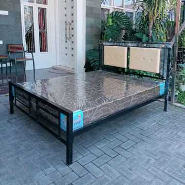 kasur busa inoac dan ranjang besi / set kasur dan ranjang besi / tempat tidur ranjang besi dan kasur