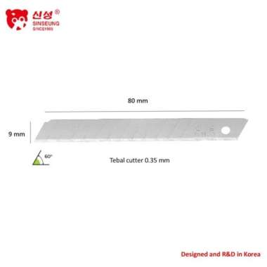 Isi cutter kecil 9 mm S102 Meterial SK2 SINSEUNG Cutter Blade 9mm (10 pcs per tube)