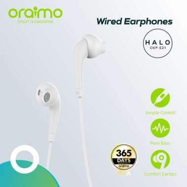 Earphone Oraimo OEP-E21 / OEP E21P Headset Legendary Sound Earphone With Mic OEP E21P Putih