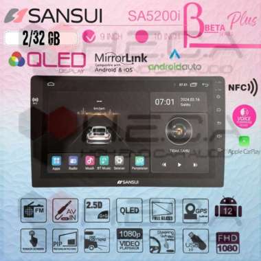 SANSUI Beta Plus Series NFC 2/32 GB Android 9" Inch SA-5200I Head Unit Tape Mobil